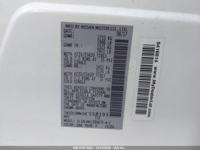 5N1DL0MN2HC558193 Infiniti QX60