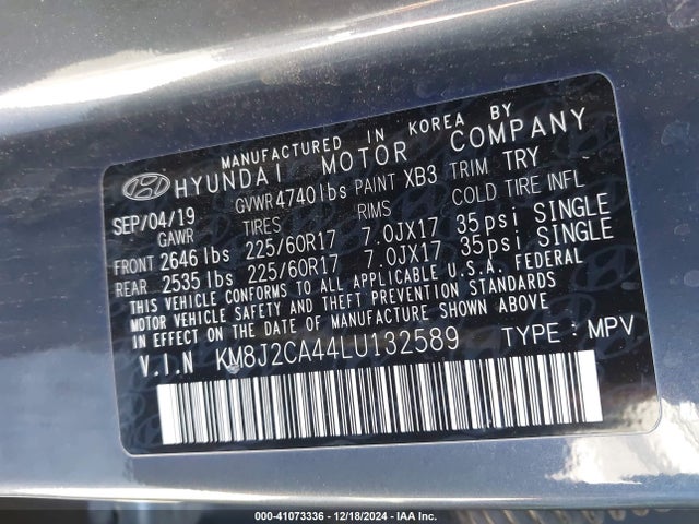 Hyundai TUCSON SE 2020 KM8J2CA44LU132589 Image 9