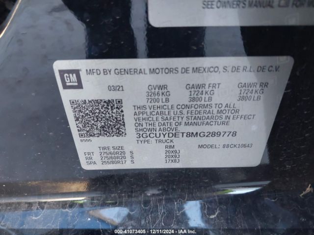 3GCUYDET8MG289778 Chevrolet Silverado 1500 4wd  Short Bed Lt