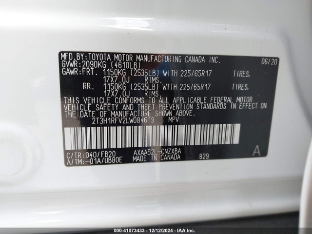 Toyota RAV4 LE 2020 2T3H1RFV2LW084619 Image 9