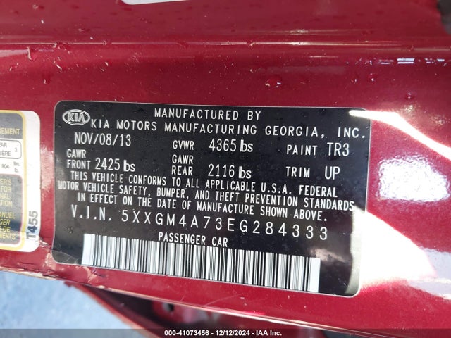 KIA Optima Lx 2014 5XXGM4A73EG284333 Image 9