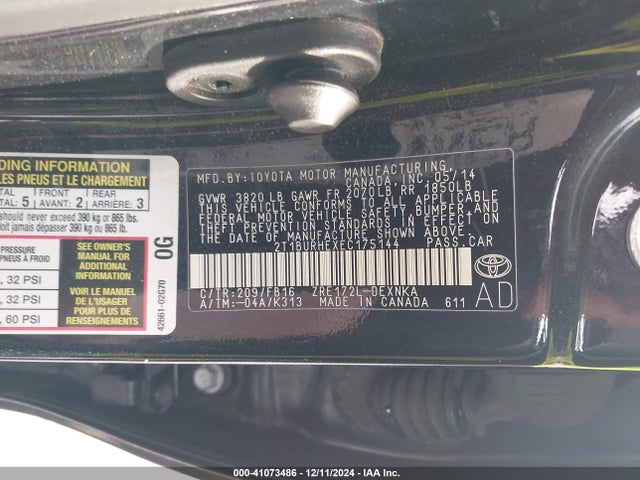 Toyota COROLLA LE 2014 2T1BURHEXEC175144 Image 9