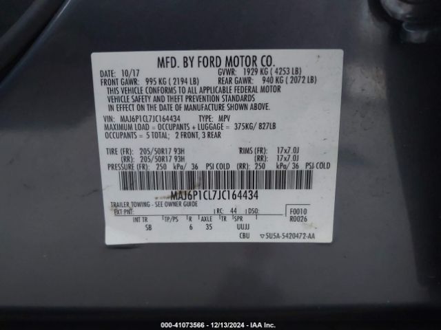 MAJ6P1CL7JC164434 Ford Ecosport Ses