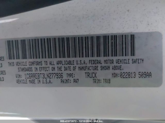 1C6RREBT3LN277936 RAM 1500 Big Horn  4x2 6'4 Box