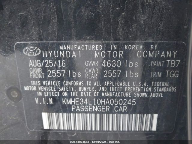 KMHE34L10HA050245 Hyundai Sonata Hybrid Limited