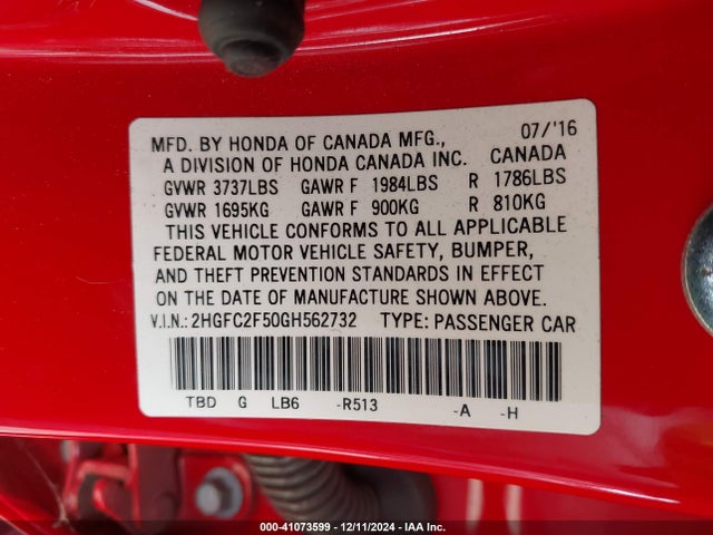 Honda Civic Lx 2016 2HGFC2F50GH562732 Image 9