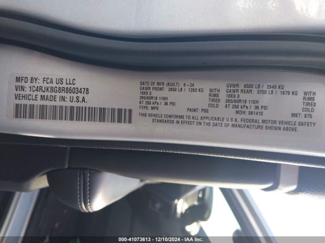 1C4RJKBG8R8603478 Jeep Grand Cherokee L Limited 4x4