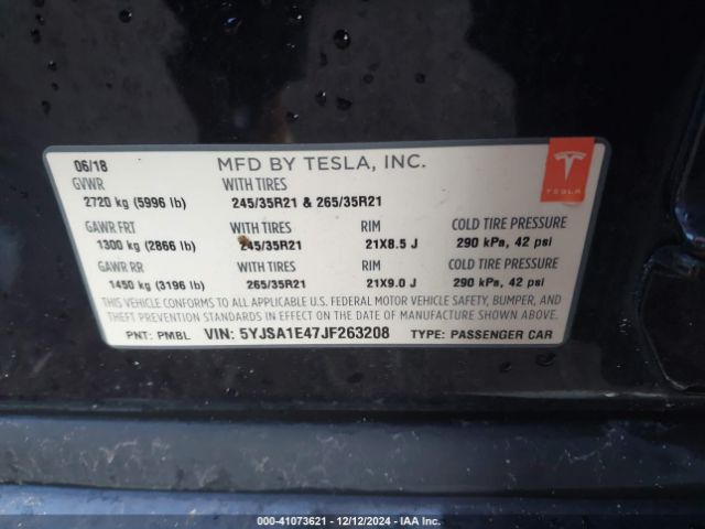 5YJSA1E47JF263208 Tesla Model S 100d/75d/p100d