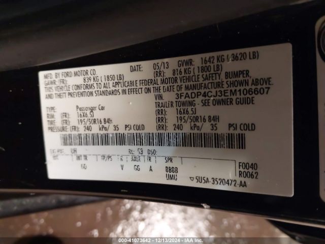 3FADP4CJ3EM106607 Ford Fiesta Titanium