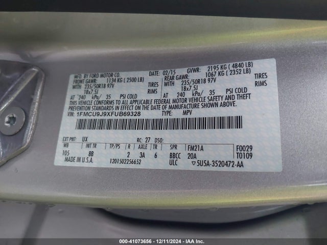 1FMCU9J9XFUB69328 Ford Escape Titanium