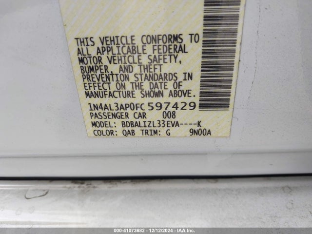 Nissan Altima 2.5 Sv 2015 1N4AL3AP0FC597429 Image 9