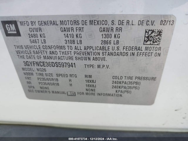 2013 CADILLAC SRX 3GYFNCE36DS597941 Photo 8