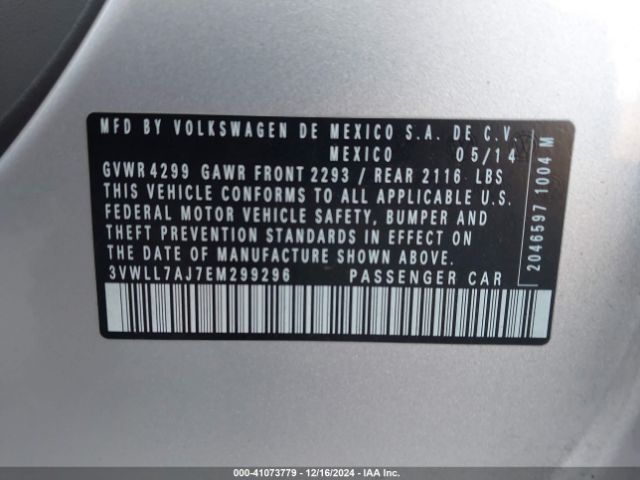 3VWLL7AJ7EM299296 Volkswagen Jetta 2.0l Tdi Value Edition