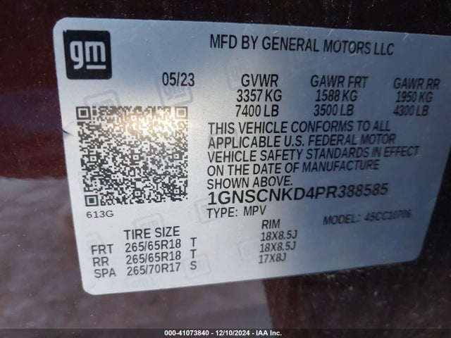 Chevrolet Tahoe 2wd Lt 2023 1GNSCNKD4PR388585 Image 9