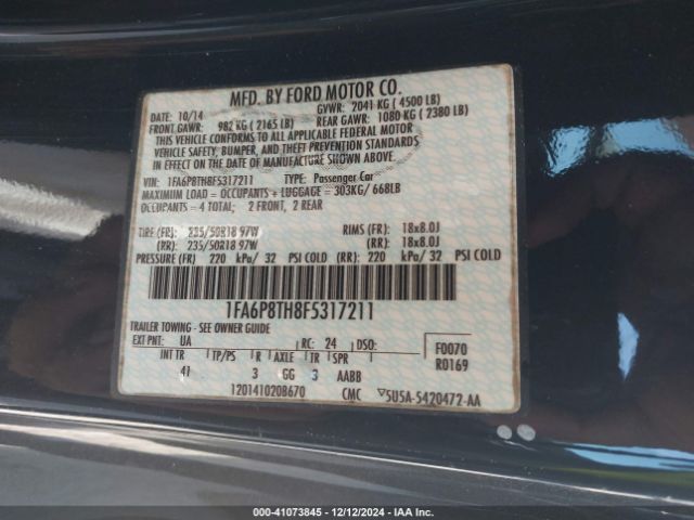 1FA6P8TH8F5317211 Ford Mustang Ecoboost
