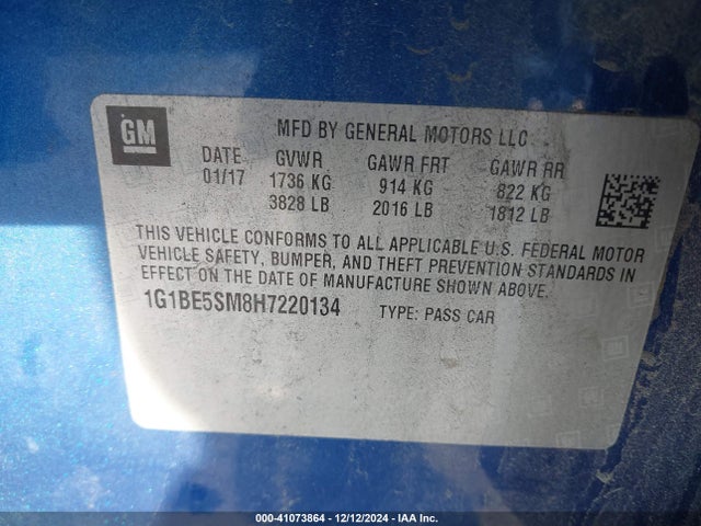Chevrolet Cruze Lt Auto 2017 1G1BE5SM8H7220134 Image 9