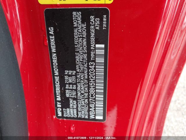 WBA4U7C38H5H20343 BMW 430I