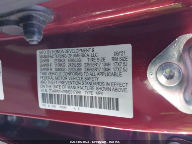 7FARW1H79ME017999 Honda Cr-v 2wd Special Edition