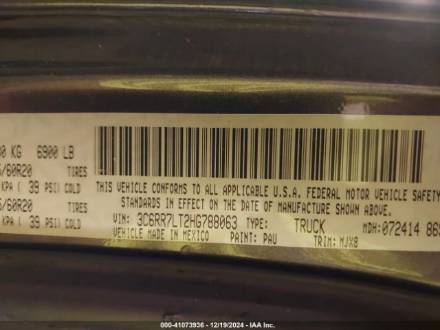 3C6RR7LT2HG788063 RAM 1500 Big Horn  4x4 5'7 Box
