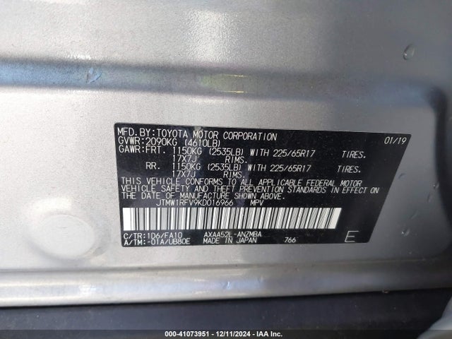 Toyota Rav4 Xle 2019 JTMW1RFV9KD016966 Image 9