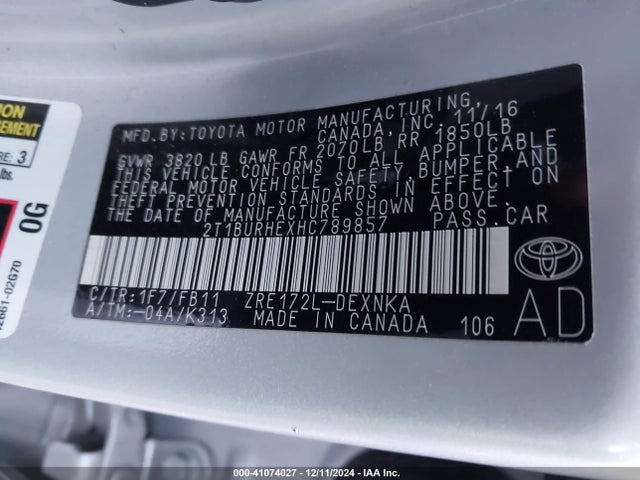 Toyota COROLLA LE 2017 2T1BURHEXHC789857 Image 9