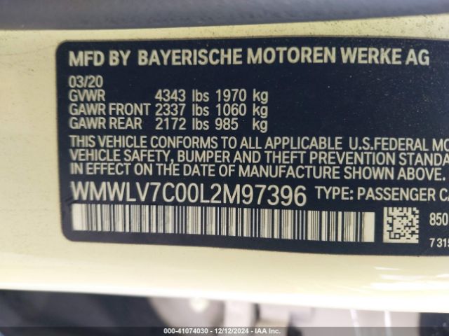 WMWLV7C00L2M97396 Mini Clubman Cooper S