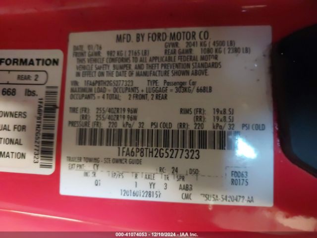 1FA6P8TH2G5277323 Ford Mustang Ecoboost