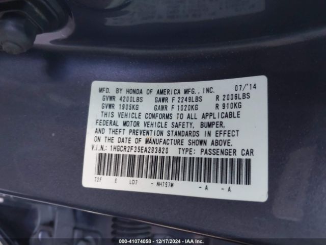 1HGCR2F35EA293820 Honda ACCORD LX
