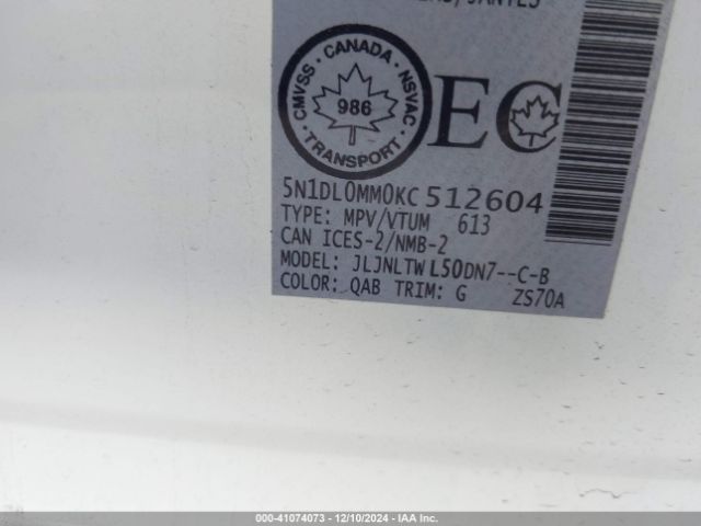 5N1DL0MM0KC512604 Infiniti Qx60 Luxe/pure
