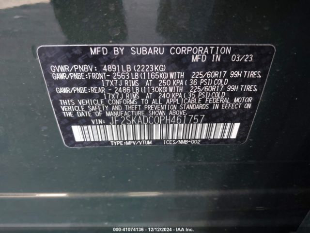 JF2SKADC0PH461757 Subaru Forester Premium