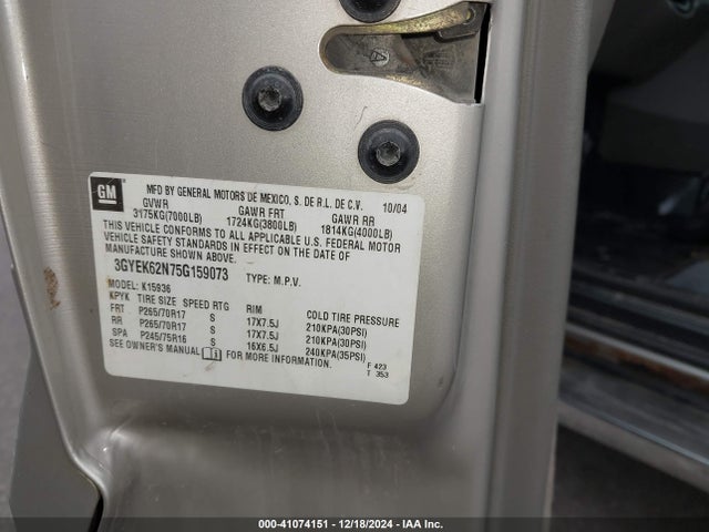 2005 CADILLAC ESCALADE EXT 3GYEK62N75G159073 Photo 8