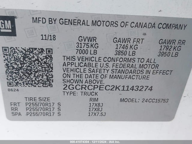 Chevrolet Silverado 1500 Ld Lt 2019 2GCRCPEC2K1143274 Image 9