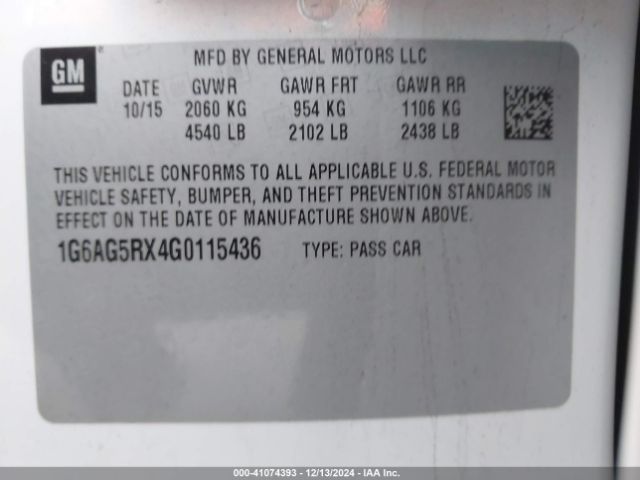 1G6AG5RX4G0115436 Cadillac Ats Standard