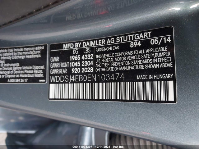 WDDSJ4EB0EN103474 Mercedes-Benz CLA 250