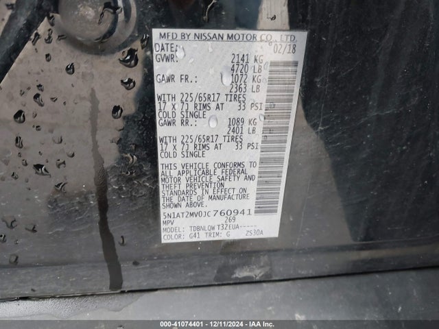 Nissan ROGUE SV 2018 5N1AT2MV0JC760941 Image 9