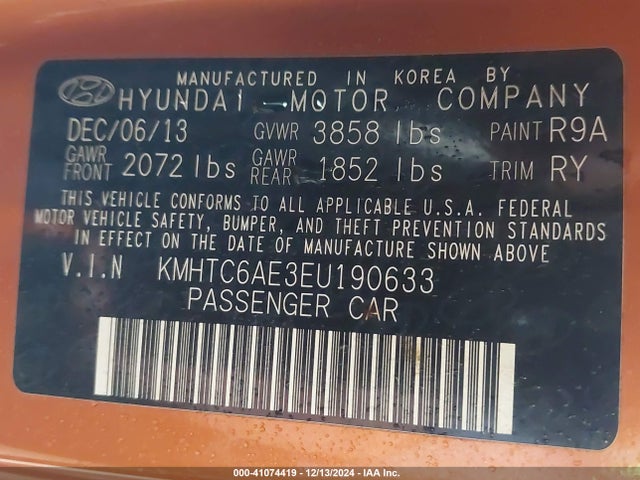 Hyundai Veloster Turbo W/black 2014 KMHTC6AE3EU190633 Image 9