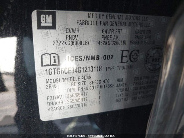 1GTG6CE34G1213118 GMC CANYON SLE
