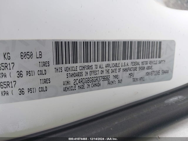 Dodge Grand Caravan Se 2016 2C4RDGBG6GR379682 Image 9