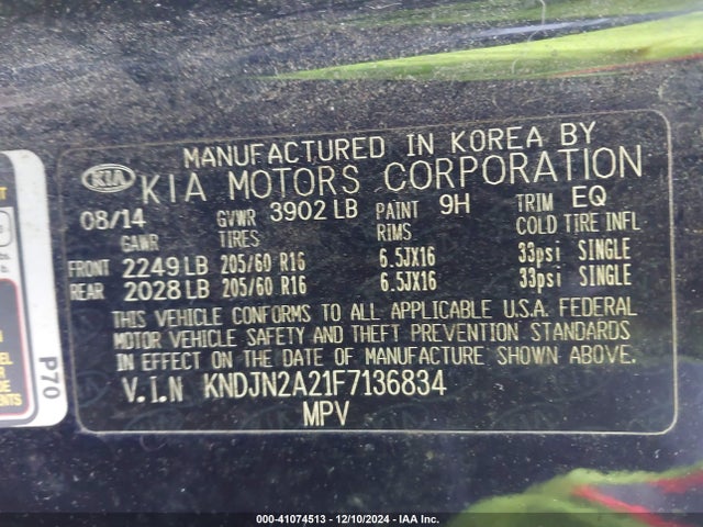 KIA Soul 2015 KNDJN2A21F7136834 Image 9