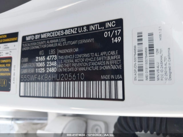 55SWF4KB6HU205610 Mercedes-Benz C-Class