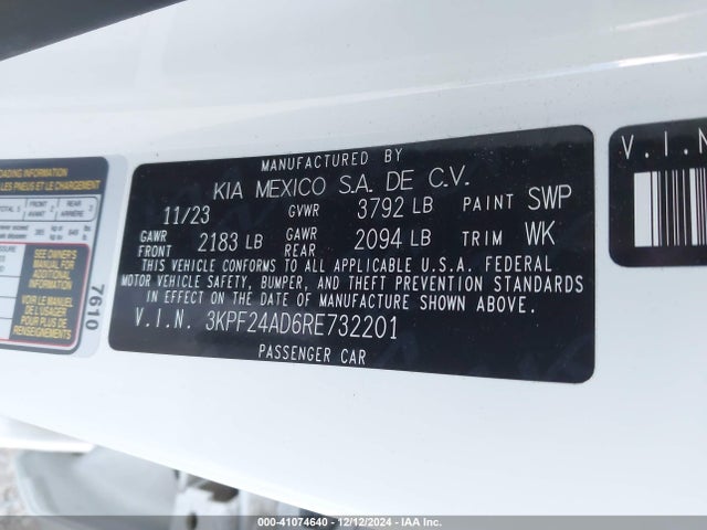 KIA Forte Lxs 2024 3KPF24AD6RE732201 Image 9