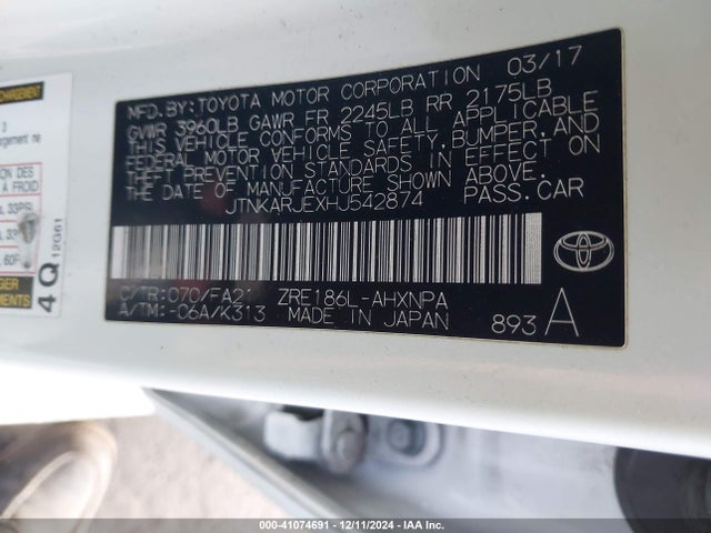 JTNKARJEXHJ542874 Toyota COROLLA IM