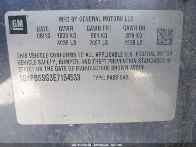 1G1PB5SG3E7154533 Chevrolet Cruze Ls Manual