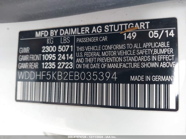 Mercedes-Benz E 350 2014 WDDHF5KB2EB035394 Image 9