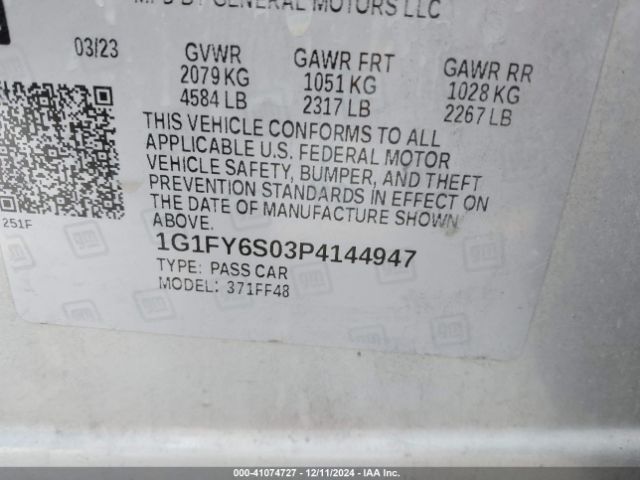 1G1FY6S03P4144947 Chevrolet Bolt Euv Fwd Lt