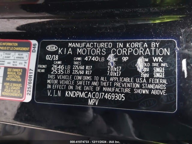 KIA Sportage Lx 2018 KNDPMCAC0J7469305 Image 9