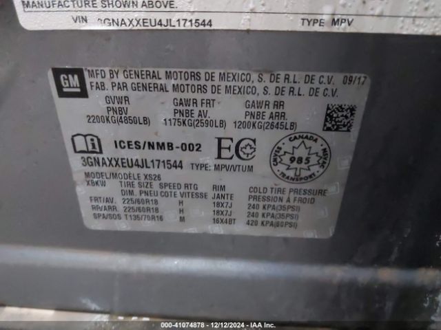 3GNAXXEU4JL171544 Chevrolet Equinox Premier