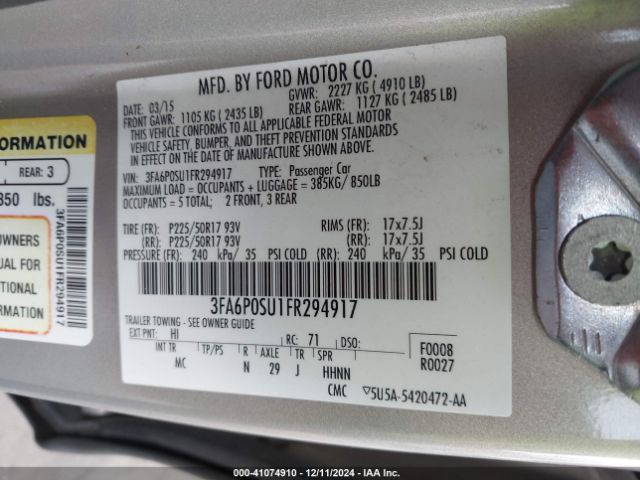 3FA6P0SU1FR294917 Ford Fusion Energi Titanium