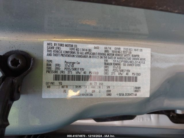1FADP5BU4EL514312 Ford C-max Hybrid Sel