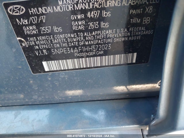 Hyundai Sonata Sport 2017 5NPE34AF1HH572023 Image 9
